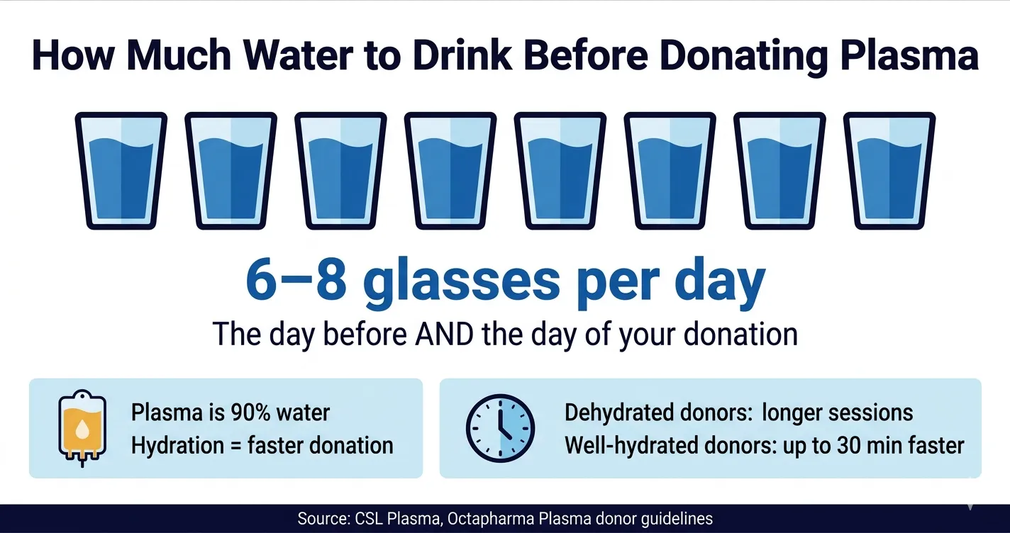 How much water to drink before donating plasma — 6 to 8 glasses per day guideline