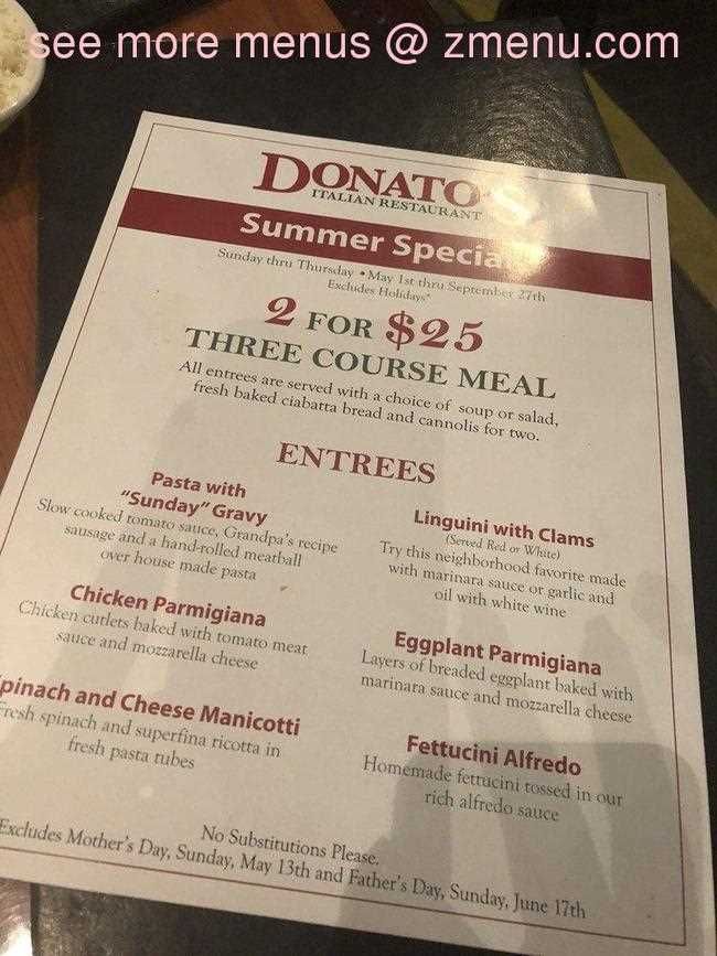 Donatos Menu Prices